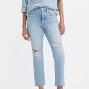 Levi’s Wedgie straight high rise denim jeans light wash destroyed size 27